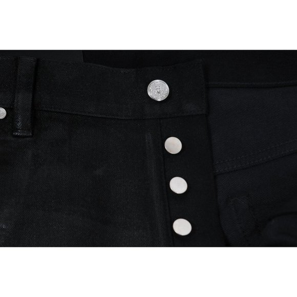 Balmain Mens Waxed Jeans 33x33 Black Slim Knee Slashed Distressed Stretch Denim - Picture 8 of 11